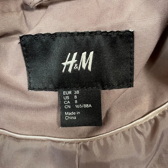 H&M Womens Taupe Belted Jacket With Gold Accent Buttons Size 8 Medium - Picture 6 of 13